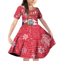 Gambia Christmas Family Matching Off Shoulder Short Dress and Hawaiian Shirt with Santa Hippo National Coat of Arms Snowflakes and Festive Holiday - Wonder Print Shop