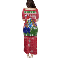 Gambia Christmas Family Matching Puletasi and Hawaiian Shirt with Santa Hippo National Coat of Arms Snowflakes and Festive Holiday - Wonder Print Shop