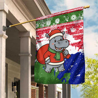 Gambia Christmas Garden Flag with Santa Hippo National Coat of Arms Snowflakes and Festive Holiday - Wonder Print Shop