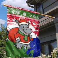 Gambia Christmas Garden Flag with Santa Hippo National Coat of Arms Snowflakes and Festive Holiday - Wonder Print Shop
