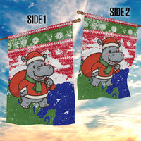 Gambia Christmas Garden Flag with Santa Hippo National Coat of Arms Snowflakes and Festive Holiday - Wonder Print Shop