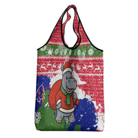 Gambia Christmas Grocery Bag with Santa Hippo National Coat of Arms Snowflakes and Festive Holiday - Wonder Print Shop