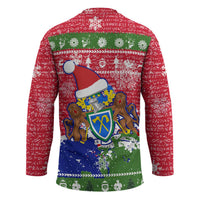 Gambia Christmas Hockey Jersey with Santa Hippo National Coat of Arms Snowflakes and Festive Holiday - Wonder Print Shop