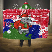 Gambia Christmas Hooded Blanket with Santa Hippo National Coat of Arms Snowflakes and Festive Holiday - Wonder Print Shop