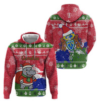 Gambia Christmas Hoodie with Santa Hippo National Coat of Arms Snowflakes and Festive Holiday - Wonder Print Shop