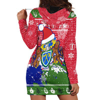 Gambia Christmas Hoodie Dress with Santa Hippo National Coat of Arms Snowflakes and Festive Holiday - Wonder Print Shop