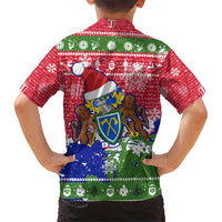 Gambia Christmas Kid Hawaiian Shirt with Santa Hippo National Coat of Arms Snowflakes and Festive Holiday - Wonder Print Shop