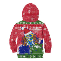 Gambia Christmas Kid Hoodie with Santa Hippo National Coat of Arms Snowflakes and Festive Holiday - Wonder Print Shop