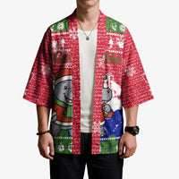 Gambia Christmas Kimono with Santa Hippo National Coat of Arms Snowflakes and Festive Holiday - Wonder Print Shop