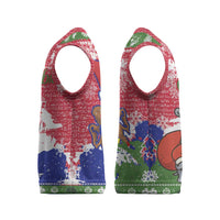 Gambia Christmas Knitted V-Neck Vest with Santa Hippo National Coat of Arms Snowflakes and Festive Holiday - Wonder Print Shop