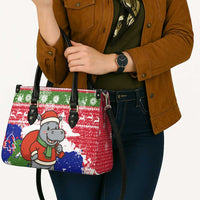 Gambia Christmas Leather Bag with Santa Hippo National Coat of Arms Snowflakes and Festive Holiday - Wonder Print Shop