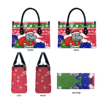 Gambia Christmas Leather Bag with Santa Hippo National Coat of Arms Snowflakes and Festive Holiday - Wonder Print Shop