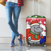 Gambia Christmas Luggage Cover with Santa Hippo National Coat of Arms Snowflakes and Festive Holiday - Wonder Print Shop