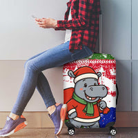 Gambia Christmas Luggage Cover with Santa Hippo National Coat of Arms Snowflakes and Festive Holiday - Wonder Print Shop