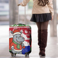 Gambia Christmas Luggage Cover with Santa Hippo National Coat of Arms Snowflakes and Festive Holiday - Wonder Print Shop