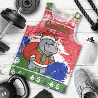 Gambia Christmas Men Tank Top with Santa Hippo National Coat of Arms Snowflakes and Festive Holiday - Wonder Print Shop