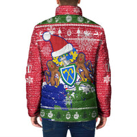 Gambia Christmas Padded Jacket with Santa Hippo National Coat of Arms Snowflakes and Festive Holiday - Wonder Print Shop