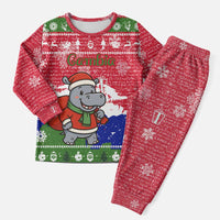 Gambia Christmas Pajama Set with Santa Hippo National Coat of Arms Snowflakes and Festive Holiday - Wonder Print Shop