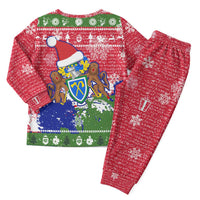 Gambia Christmas Pajama Set with Santa Hippo National Coat of Arms Snowflakes and Festive Holiday - Wonder Print Shop