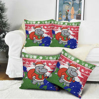 Gambia Christmas Pillow Cover with Santa Hippo National Coat of Arms Snowflakes and Festive Holiday - Wonder Print Shop
