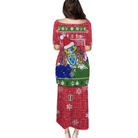 Gambia Christmas Puletasi with Santa Hippo National Coat of Arms Snowflakes and Festive Holiday - Wonder Print Shop