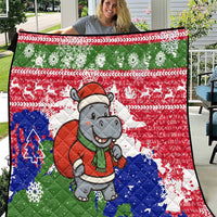 Gambia Christmas Quilt with Santa Hippo National Coat of Arms Snowflakes and Festive Holiday - Wonder Print Shop