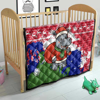 Gambia Christmas Quilt with Santa Hippo National Coat of Arms Snowflakes and Festive Holiday - Wonder Print Shop