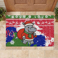 Gambia Christmas Rubber Doormat with Santa Hippo National Coat of Arms Snowflakes and Festive Holiday - Wonder Print Shop