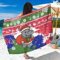 Gambia Christmas Sarong with Santa Hippo National Coat of Arms Snowflakes and Festive Holiday - Wonder Print Shop