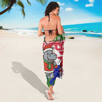 Gambia Christmas Sarong with Santa Hippo National Coat of Arms Snowflakes and Festive Holiday - Wonder Print Shop