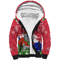 Gambia Christmas Sherpa Hoodie with Santa Hippo National Coat of Arms Snowflakes and Festive Holiday - Wonder Print Shop