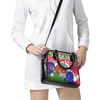 Gambia Christmas Shoulder Handbag with Santa Hippo National Coat of Arms Snowflakes and Festive Holiday - Wonder Print Shop