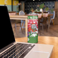 Gambia Christmas Skinny Tumbler with Santa Hippo National Coat of Arms Snowflakes and Festive Holiday - Wonder Print Shop