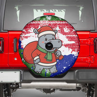 Gambia Christmas Spare Tire Cover with Santa Hippo National Coat of Arms Snowflakes and Festive Holiday - Wonder Print Shop