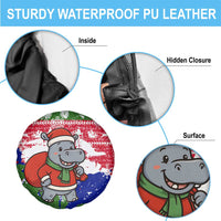 Gambia Christmas Spare Tire Cover with Santa Hippo National Coat of Arms Snowflakes and Festive Holiday - Wonder Print Shop