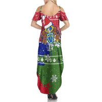Gambia Christmas Summer Maxi Dress with Santa Hippo National Coat of Arms Snowflakes and Festive Holiday - Wonder Print Shop