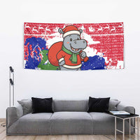 Gambia Christmas Tapestry with Santa Hippo National Coat of Arms Snowflakes and Festive Holiday - Wonder Print Shop
