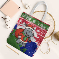 Gambia Christmas Tote Bag with Santa Hippo National Coat of Arms Snowflakes and Festive Holiday - Wonder Print Shop