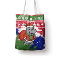 Gambia Christmas Tote Bag with Santa Hippo National Coat of Arms Snowflakes and Festive Holiday - Wonder Print Shop