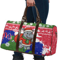 Gambia Christmas Travel Bag with Santa Hippo National Coat of Arms Snowflakes and Festive Holiday - Wonder Print Shop