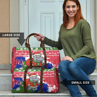Gambia Christmas Travel Bag with Santa Hippo National Coat of Arms Snowflakes and Festive Holiday - Wonder Print Shop