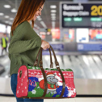 Gambia Christmas Travel Bag with Santa Hippo National Coat of Arms Snowflakes and Festive Holiday - Wonder Print Shop