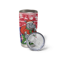 Gambia Christmas Tumbler Cup with Santa Hippo National Coat of Arms Snowflakes and Festive Holiday - Wonder Print Shop