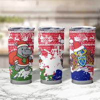 Gambia Christmas Tumbler Cup with Santa Hippo National Coat of Arms Snowflakes and Festive Holiday - Wonder Print Shop
