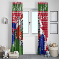 Gambia Christmas Window Curtain with Santa Hippo National Coat of Arms Snowflakes and Festive Holiday - Wonder Print Shop