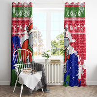 Gambia Christmas Window Curtain with Santa Hippo National Coat of Arms Snowflakes and Festive Holiday - Wonder Print Shop