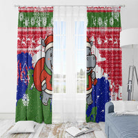 Gambia Christmas Window Curtain with Santa Hippo National Coat of Arms Snowflakes and Festive Holiday - Wonder Print Shop