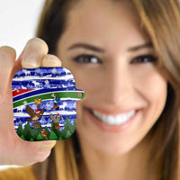 Gambia Christmas AirPods Case with Santa Birds Gift Boxes Forest Scene and Snowflake Pattern Design - Wonder Print Shop