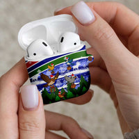 Gambia Christmas AirPods Case with Santa Birds Gift Boxes Forest Scene and Snowflake Pattern Design - Wonder Print Shop