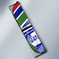 Gambia Christmas Auto Sun Shade with Santa Birds Gift Boxes Forest Scene and Snowflake Pattern Design - Wonder Print Shop